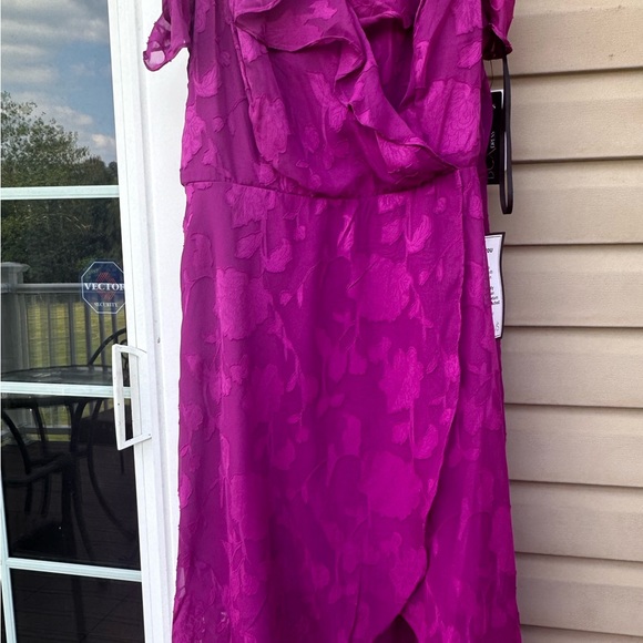 BCX Plus Pink Purple Mauve Ruffled Textured High-Low Dress. Size 1X. NWT! - Picture 10 of 13